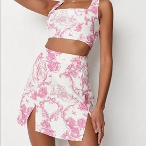 Missguided Porcelain Pink Crop and Skirt Set (2 Piece) Size 4